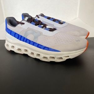 On Cloudmonster Athletic Running Sneakers, Frost/Cobalt, Mens Size 13